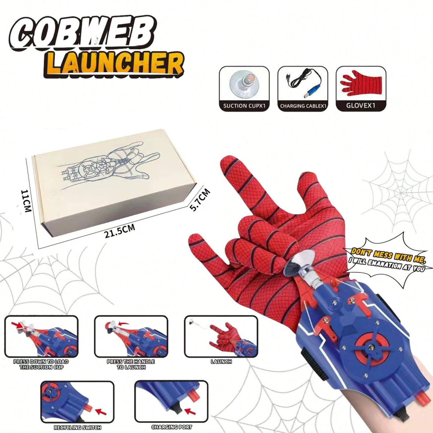 Web Shooters, Spider Silk Launcher for Kids - USB Charging, Rope Launcher - Can Grab Small Objects, Super Hero Wrist Toy Cosplay Bracers Accessories - makephotopuzzleuk