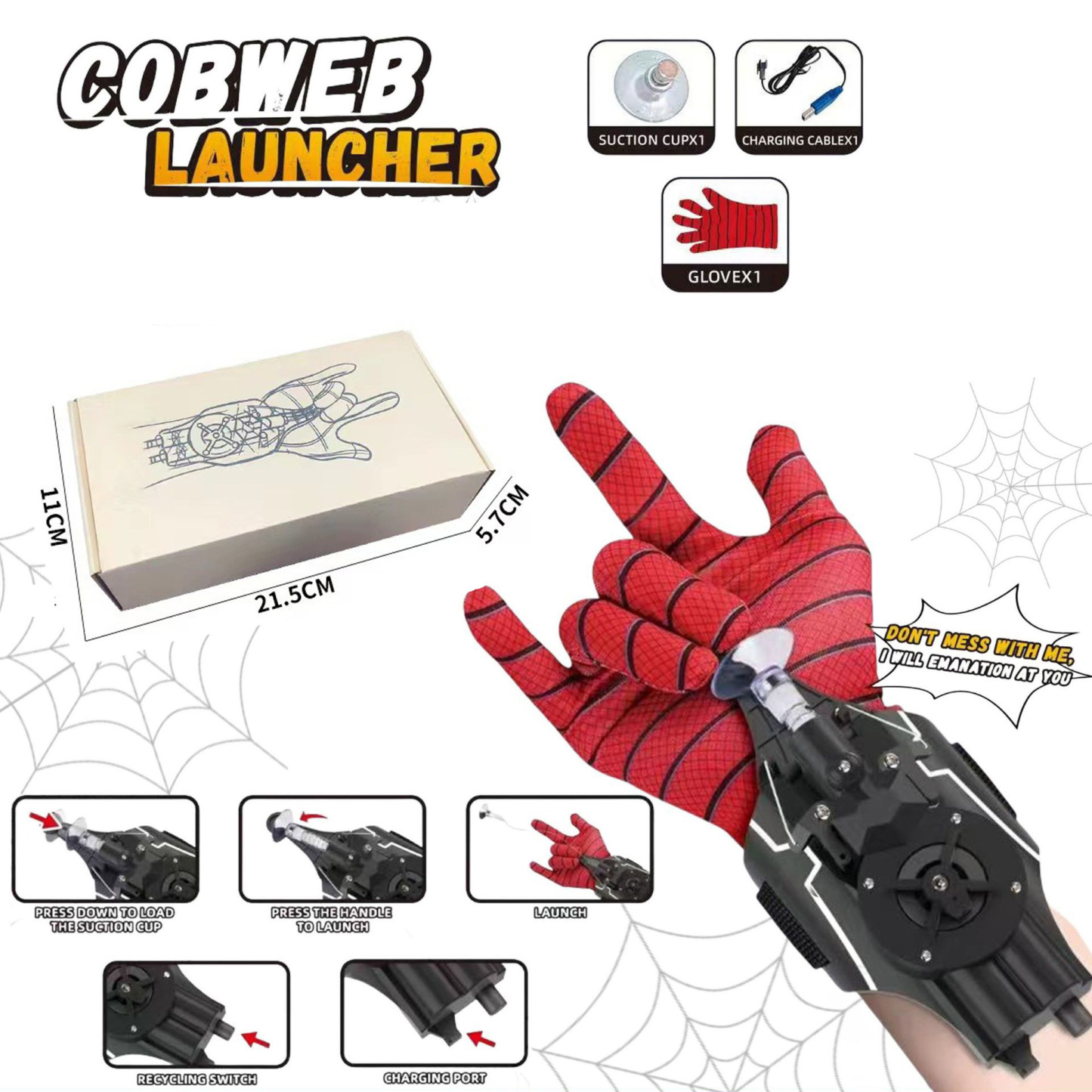 Web Shooters, Spider Silk Launcher for Kids - USB Charging, Rope Launcher - Can Grab Small Objects, Super Hero Wrist Toy Cosplay Bracers Accessories - makephotopuzzleuk