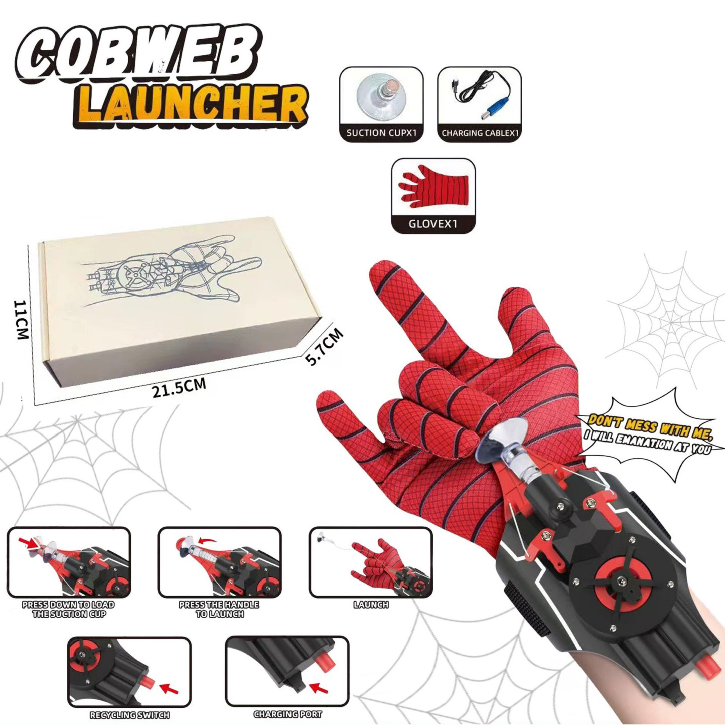 Web Shooters, Spider Silk Launcher for Kids - USB Charging, Rope Launcher - Can Grab Small Objects, Super Hero Wrist Toy Cosplay Bracers Accessories - makephotopuzzleuk
