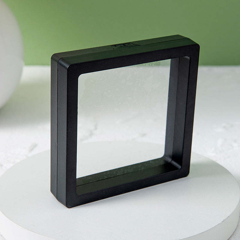 Transparent Pe Film Display Box Suspension Gift Box Film Storage Box 9*9*2cm Black - makephotopuzzleuk