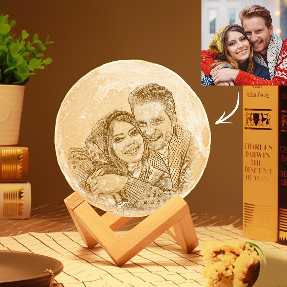 Personalized 3D Printed Photo Moon Lamp, Engraved Lamp(10CM-15CM) - makephotopuzzleuk