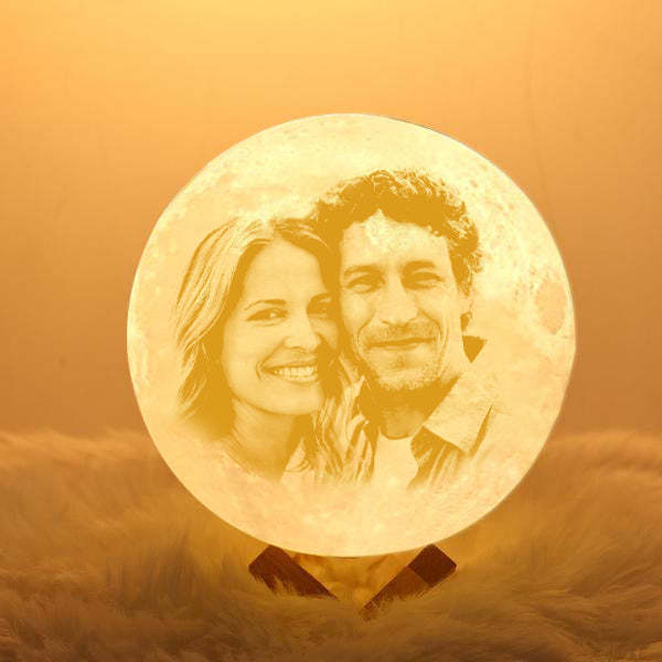 Personalized 3D Printed Photo Moon Lamp, Engraved Lamp(10CM-15CM) - makephotopuzzleuk