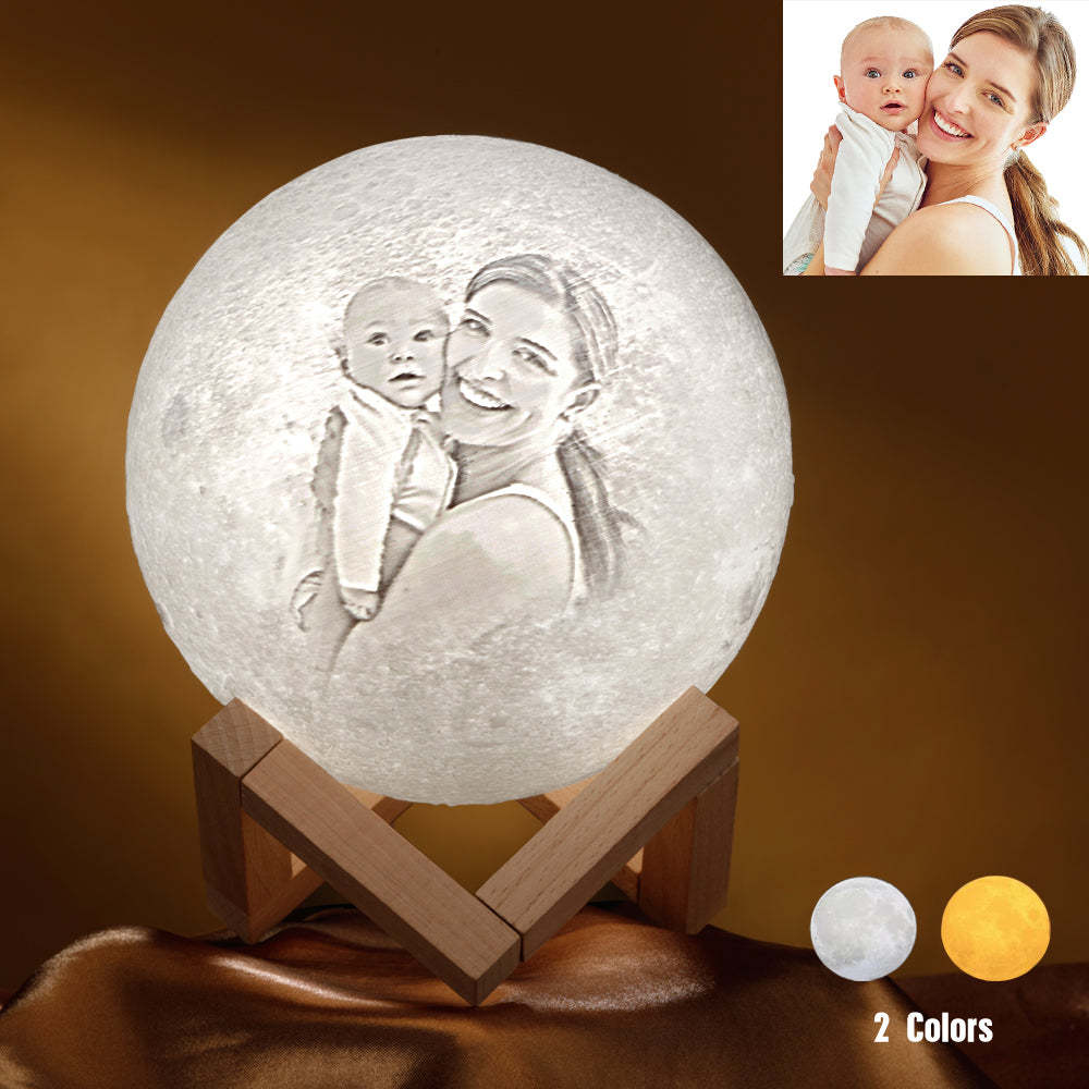Custom Photo Moon Lamp Picture Light Mother and Baby Engraved - makephotopuzzleuk