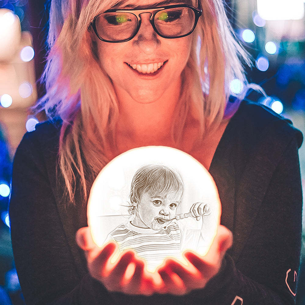 Personalized Creative 3D Print photo Moon Lamp, Engraved Lamp(10CM-15CM) - makephotopuzzleuk