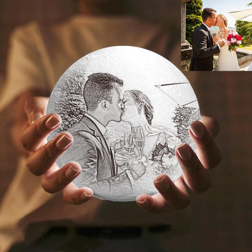 Anniversary Gifts, Moon Photo Lamp Shades Personalized Picture Light & Engraving Custom 3D Print Luna Light Painting Light - makephotopuzzleuk