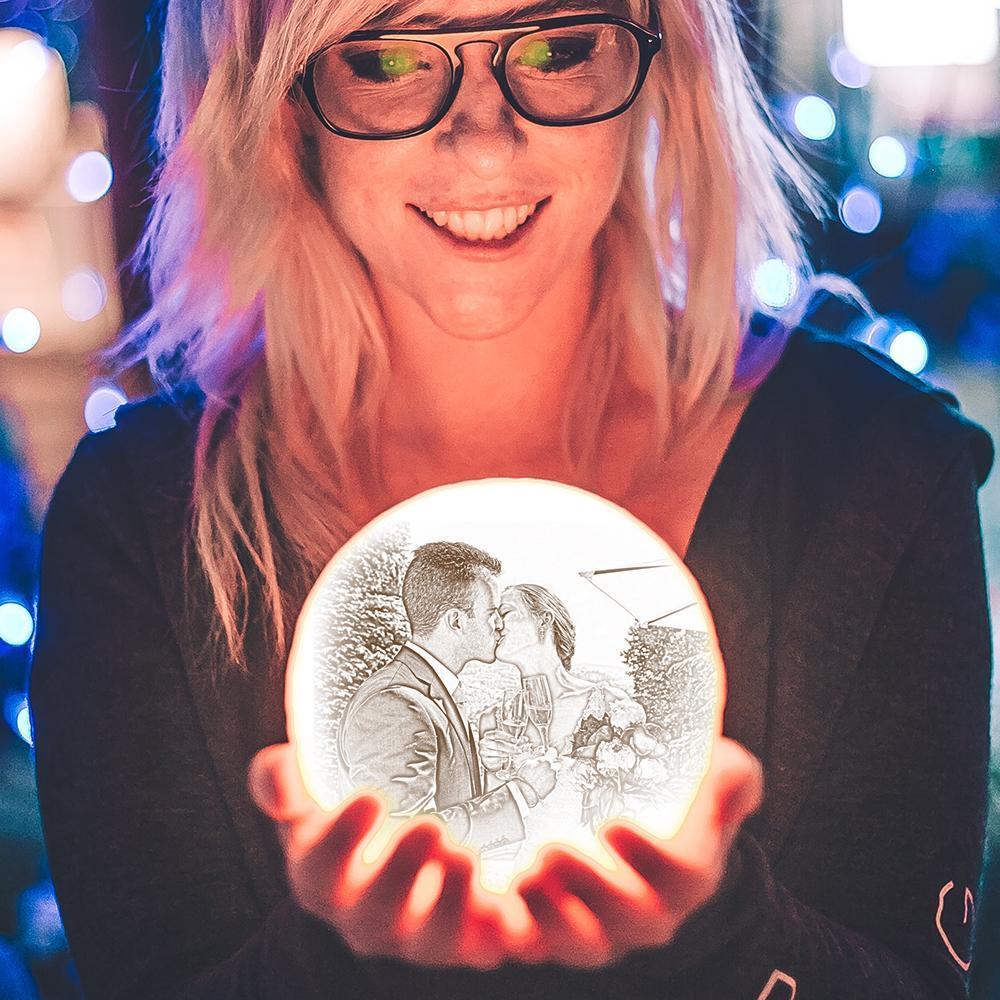 Anniversary Gifts Personalized Moon Photo Lamp Shades Custom Picture Light & Engraving Custom 3D Print Luna Light Painting Light - makephotopuzzleuk