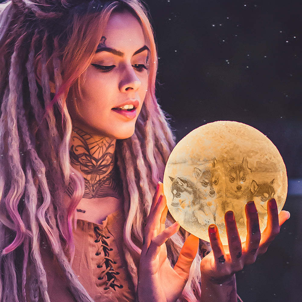 Wedding Gifts Custom Moon Lamp With Photo Personalized Engraved 3D Printing Light - makephotopuzzleuk
