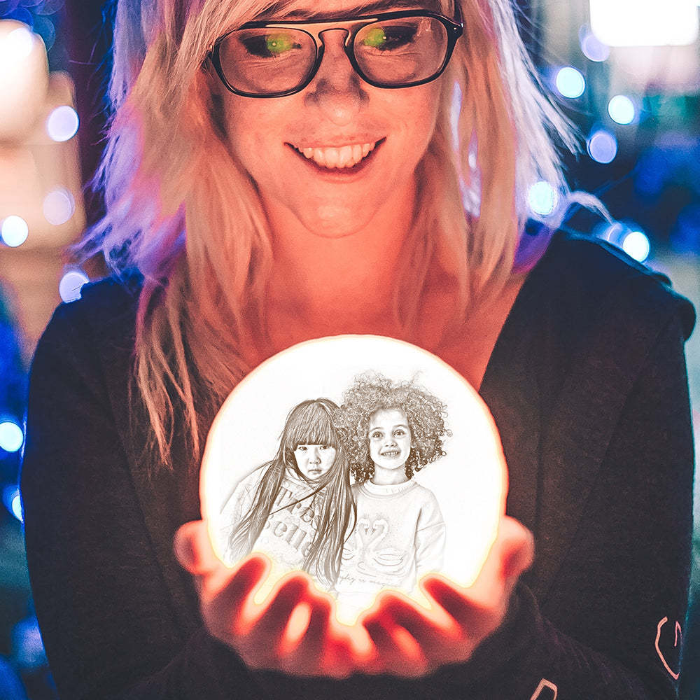 Personalized Photo Moon Lamp 3D Printing, Engraved Lamp(10CM-15CM) - makephotopuzzleuk