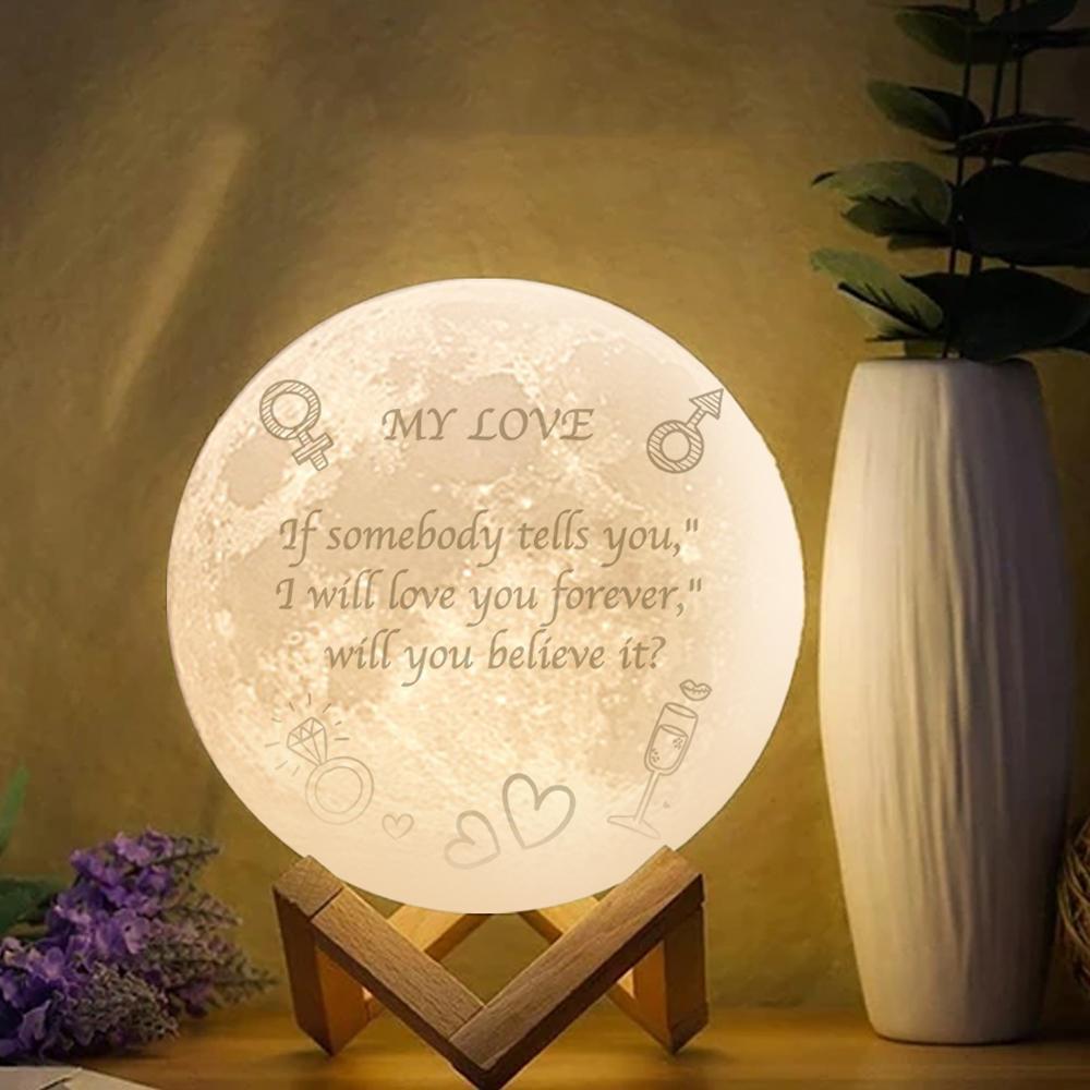 3D Moon Lamp for Girlfriend, Engraved Moon Lamp - Touch Two Colors 15cm Available - makephotopuzzleuk