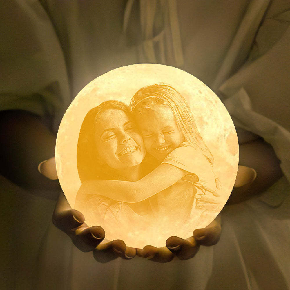 Mother's Day Gifts Custom 3D Printing Photo Moon Lamp Magic Lunar With Photo & Text - Touch Two/Three Colors(10cm-15cm) - makephotopuzzleuk
