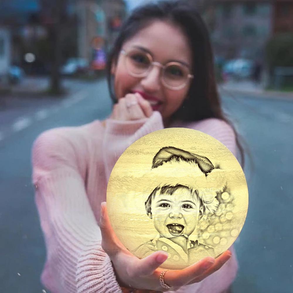 Custom Creative 3D Printed Jupiter Lamp Personalized Gift For Baby - Touch Two Colors (10-15cm) - makephotopuzzleuk