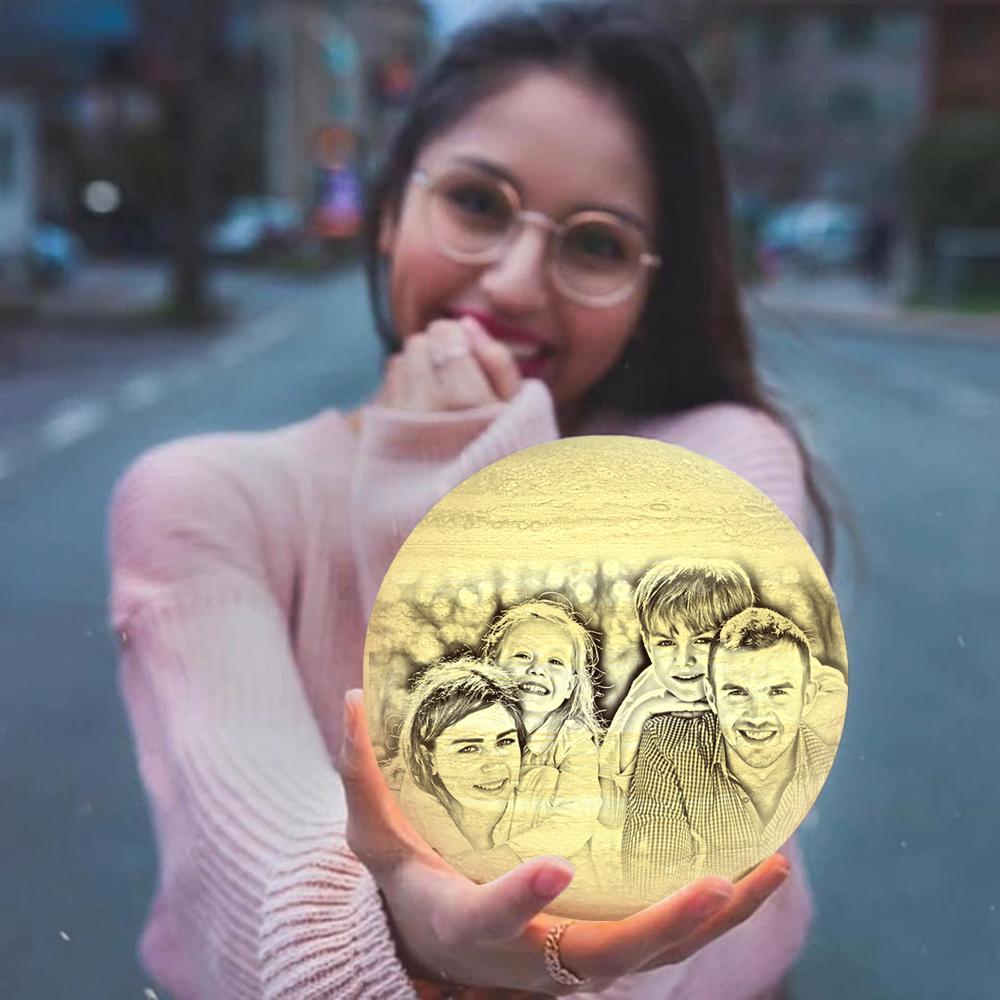 Custom Creative 3D Printed Jupiter Lamp Personalized Gift For Family - Touch Two Colors (10-15cm) - makephotopuzzleuk