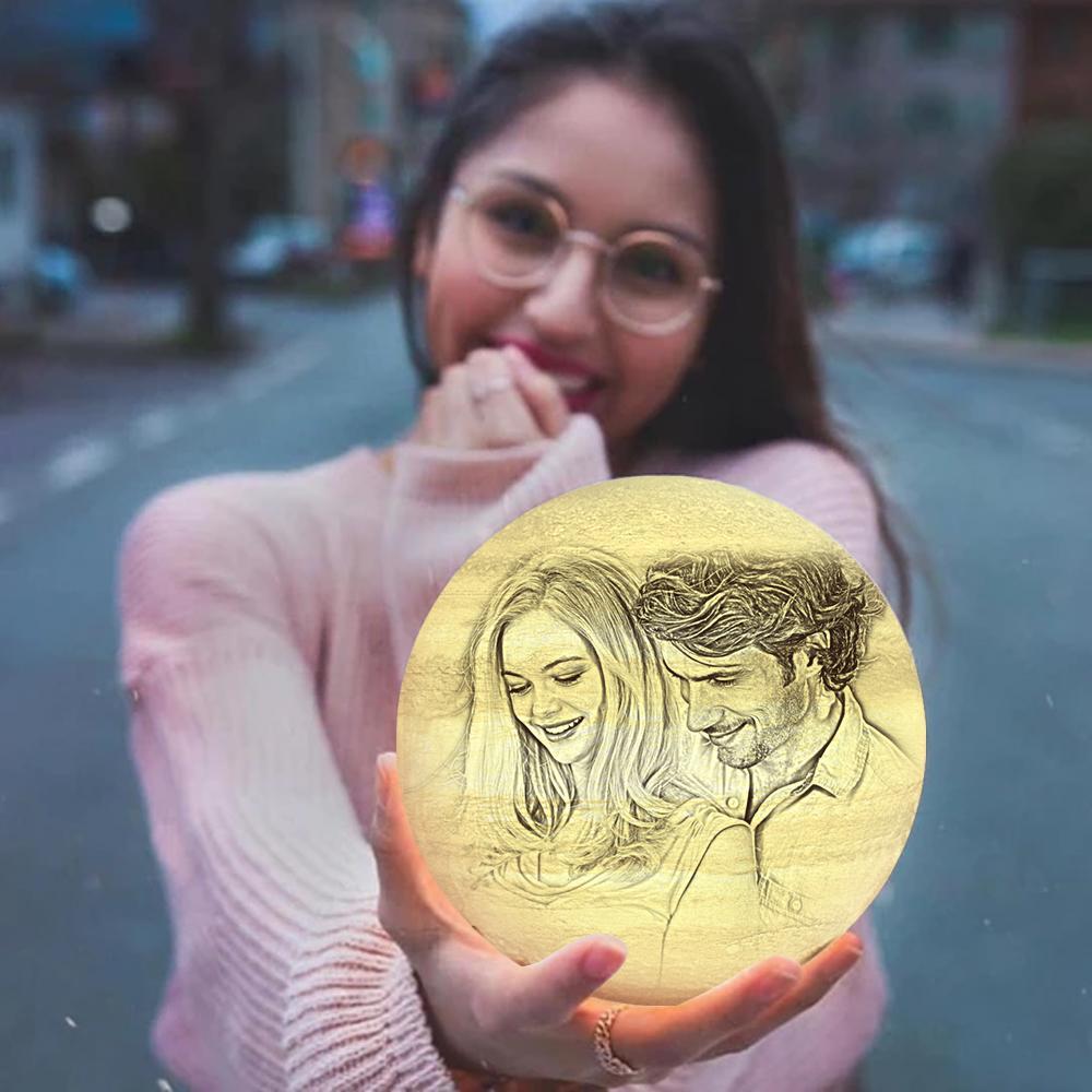 Custom Creative 3D Printed Jupiter Lamp Personalized Gift For Lover - Touch Two Colors (10-15cm) - makephotopuzzleuk