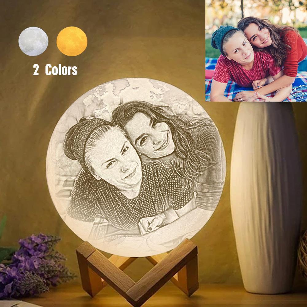 Magic Lunar Customized Earth Lamp With Text, Engraved Photo Lamp For Friend - Touch Two Colors (10-15cm) - makephotopuzzleuk