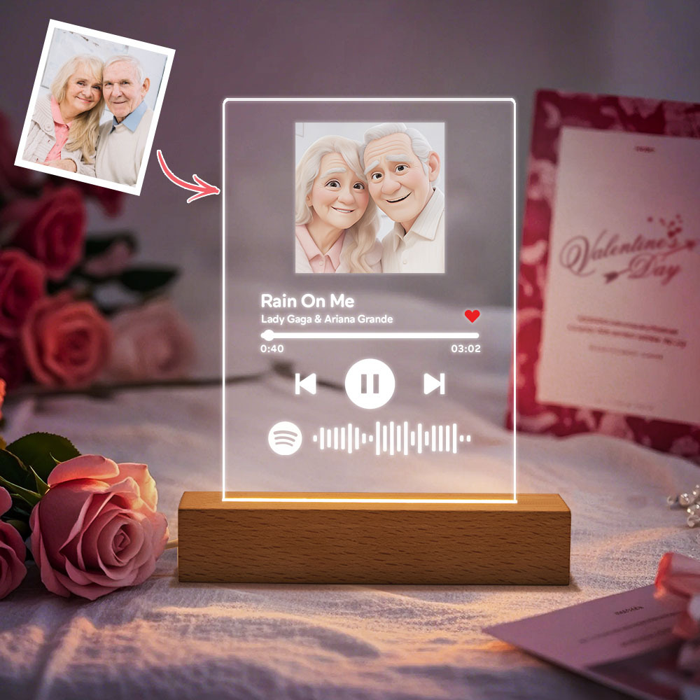 Custom Song Poster Scannable Spotify Code Acrylic Music Plaque Night Light Gifts For Christmas