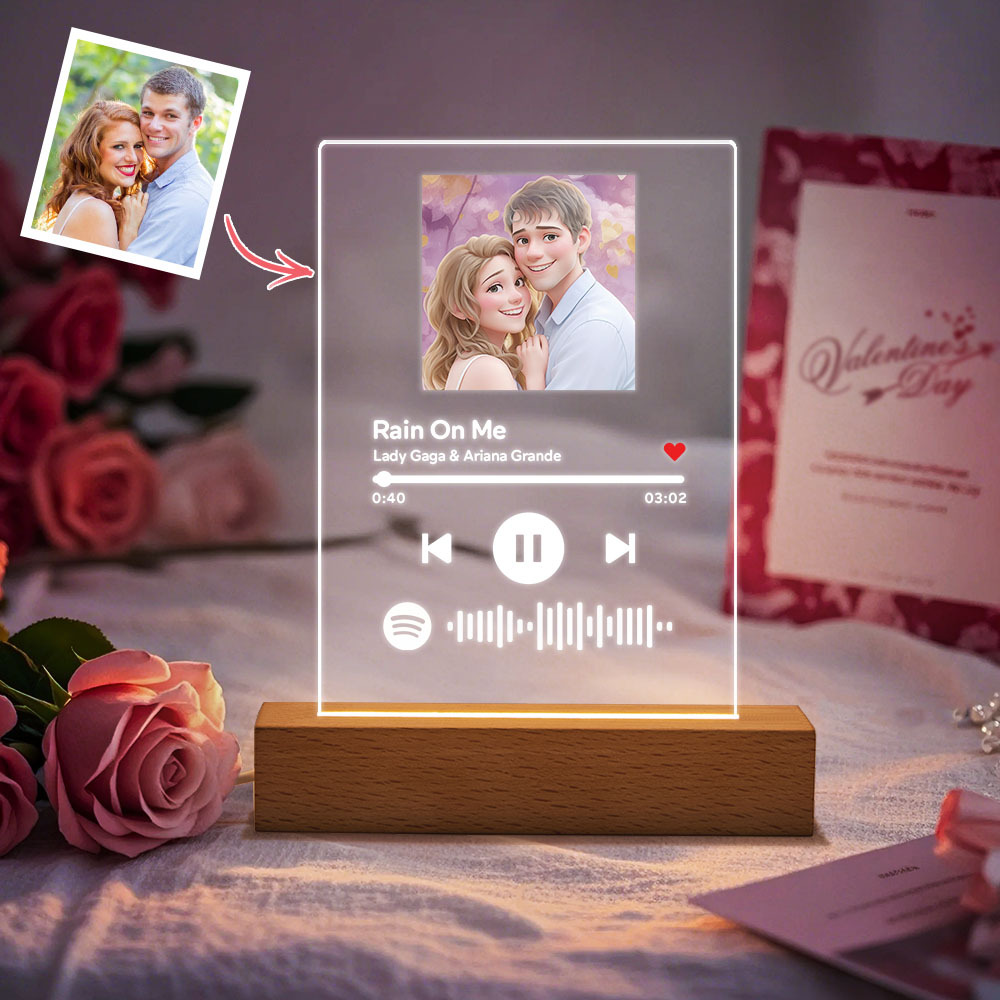 Custom Song Poster Scannable Spotify Code Acrylic Music Plaque Night Light Gifts For Christmas