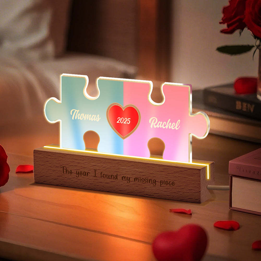 Personalized Couple Name Puzzle LED Night Light Gifts for Lover - makephotopuzzleuk