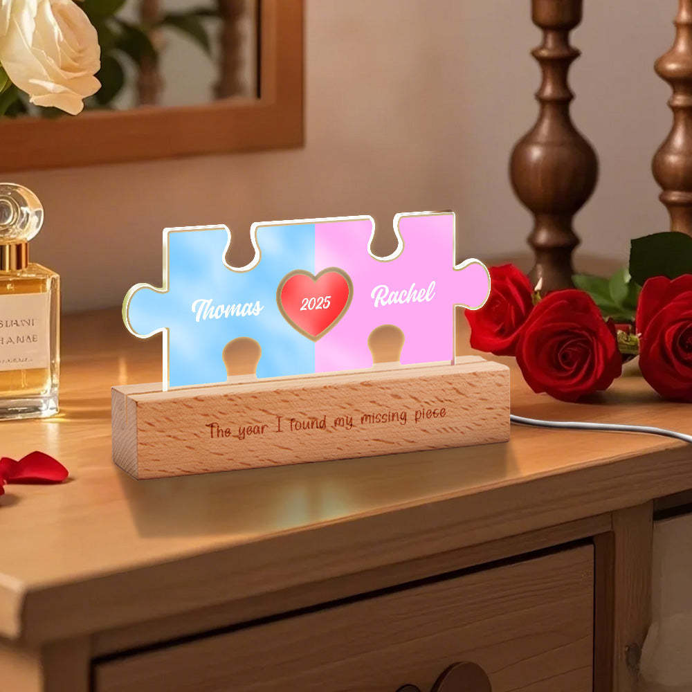 Personalized Couple Name Puzzle LED Night Light Gifts for Lover - makephotopuzzleuk