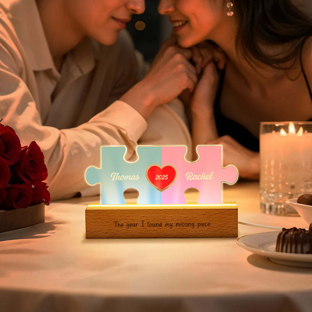 Personalized Couple Name Puzzle LED Night Light Gifts for Lover - makephotopuzzleuk