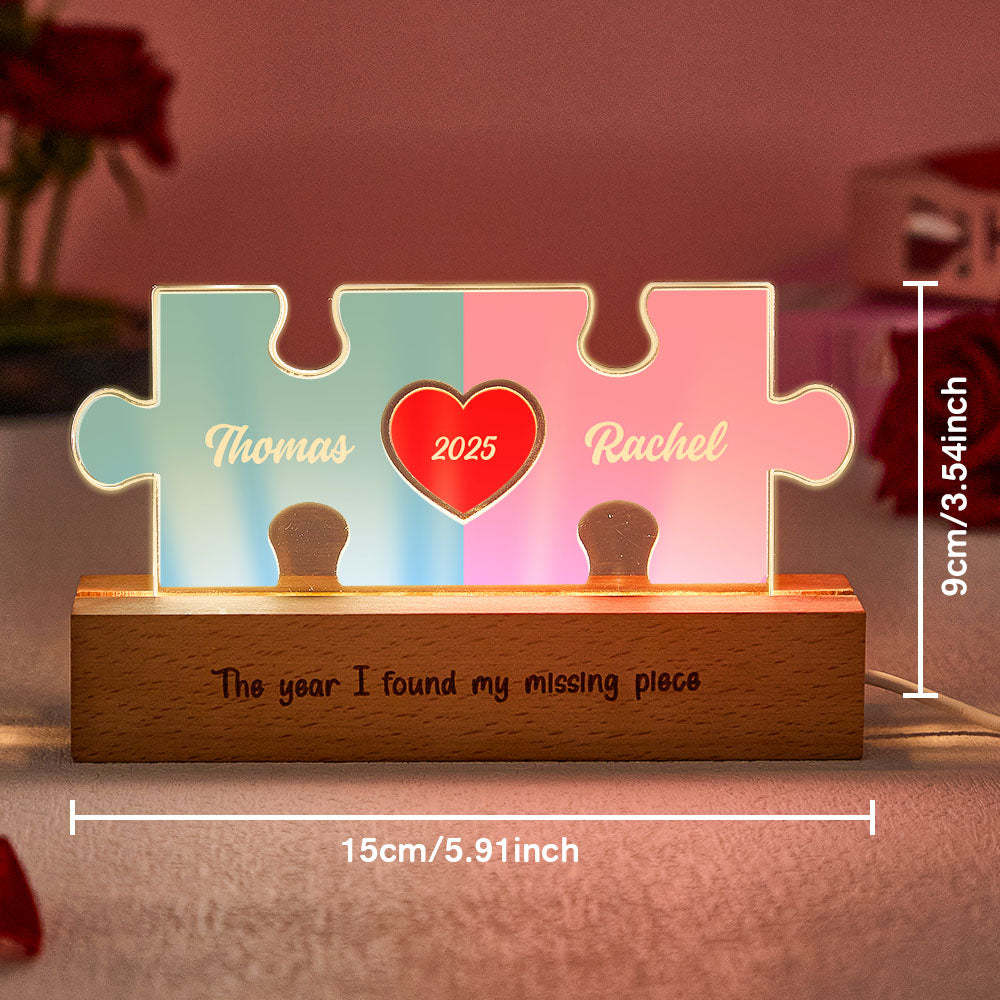Personalized Couple Name Puzzle LED Night Light Gifts for Lover - makephotopuzzleuk