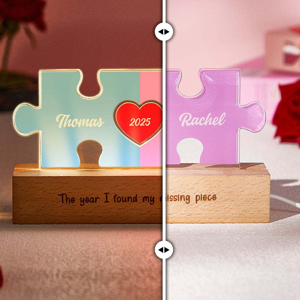 Personalized Couple Name Puzzle LED Night Light Gifts for Lover - makephotopuzzleuk
