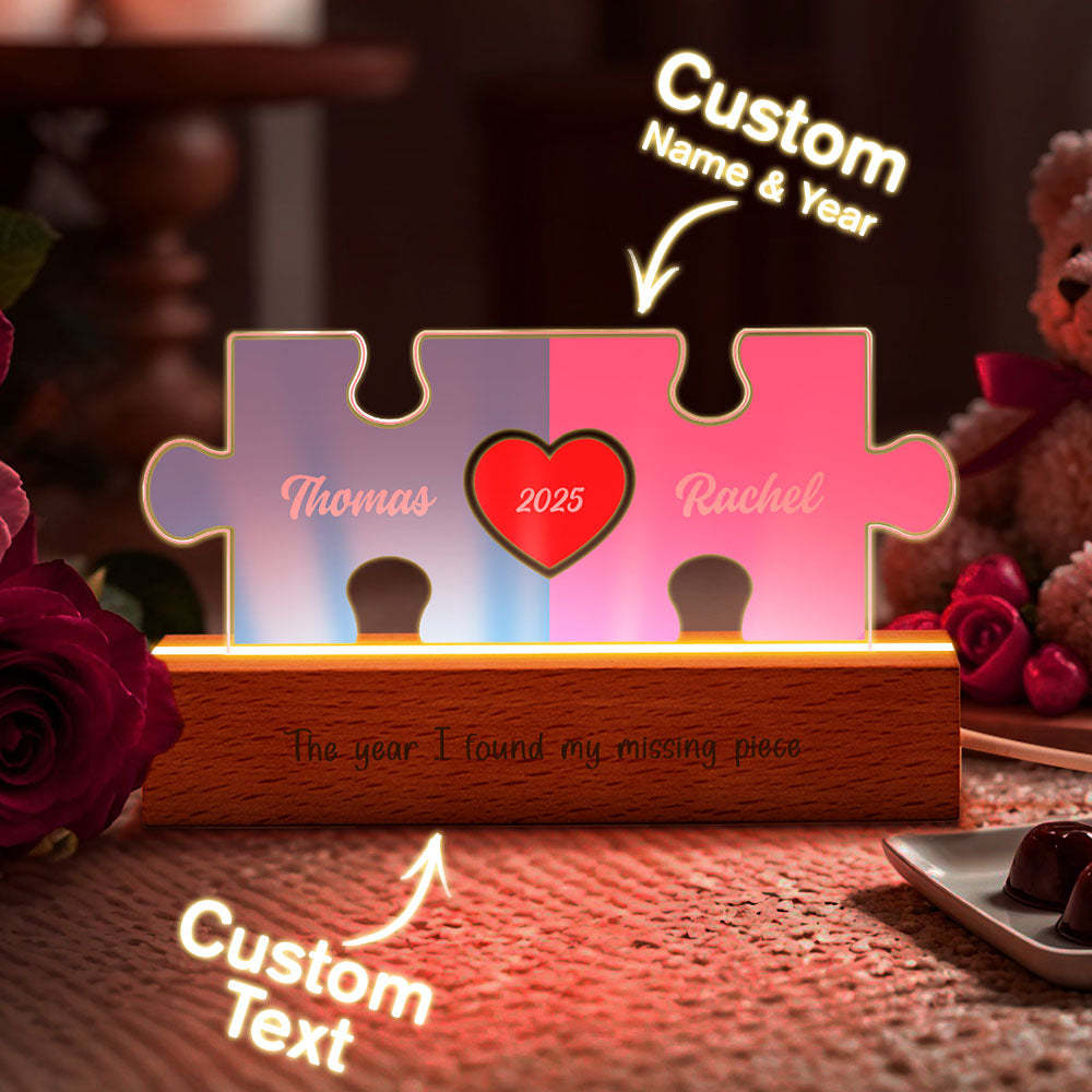 Personalized Couple Name Puzzle LED Night Light Gifts for Lover - makephotopuzzleuk