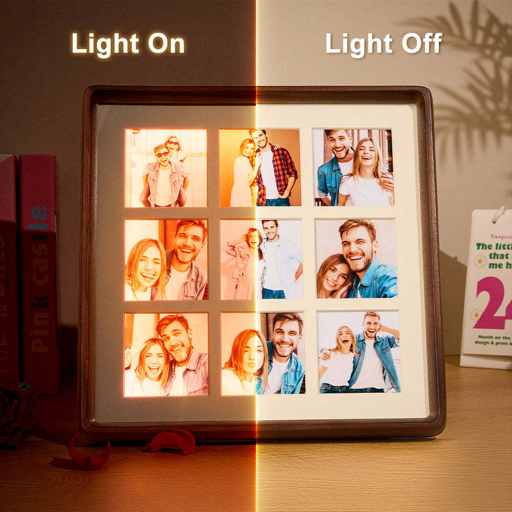 Personalized Photo Collage Photo Frame with Light Gift for Lover - makephotopuzzleuk