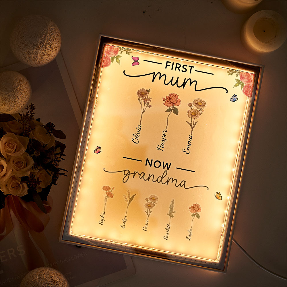 Personalised Lamp First Mum Now Grandma Night Light Mirror Mother's Day Gifts