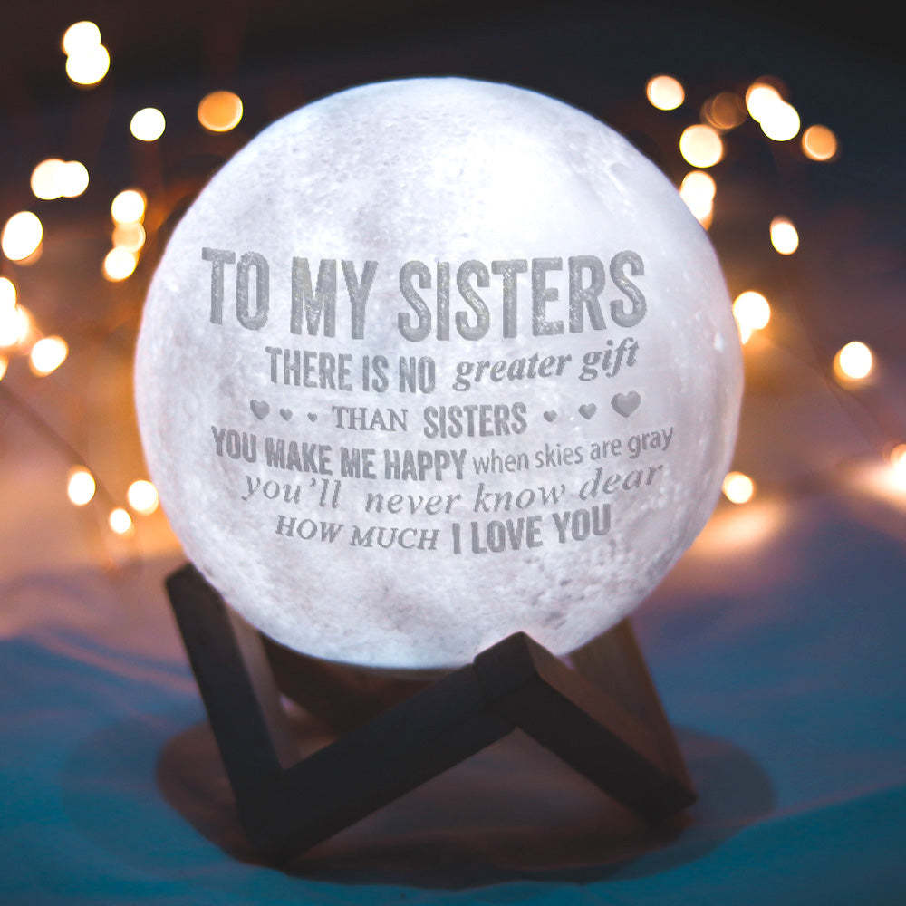 Gift For Sister Personalized Moon Night light Lamp 3D Printed Custom Photo Quality made Sister Gift - makephotopuzzleuk