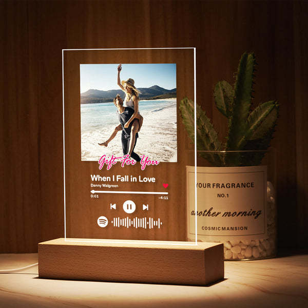 Custom Spotify Code Acrylic Keychain/Plaque/Night Light Personalised Song Engraved Gift For Lover - makephotopuzzleuk