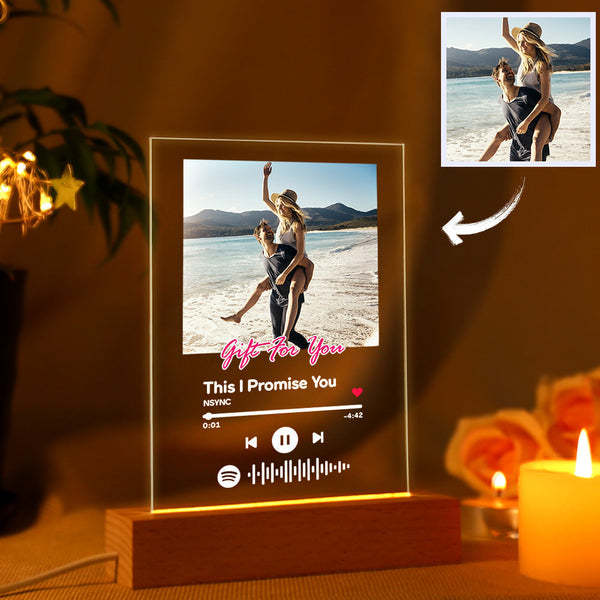 Custom Spotify Code Acrylic Keychain/Plaque/Night Light Personalised Song Engraved Gift For Lover - makephotopuzzleuk