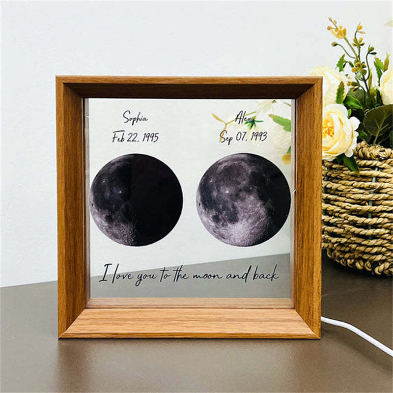 Custom Moon Phases LED Frame Light Birth Moon Night Light Gifts for Lovers - makephotopuzzleuk