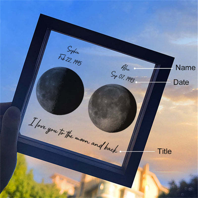 Custom Moon Phases LED Frame Light Birth Moon Night Light Gifts for Lovers - makephotopuzzleuk