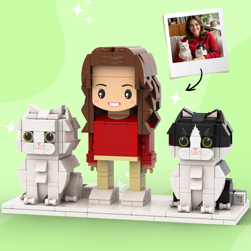 Personalized 1 People Fully Body People With Dog and Cat Pets Family Gifts