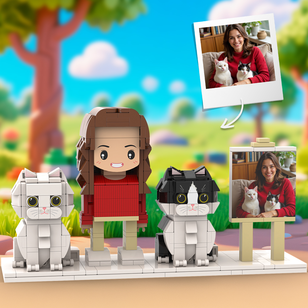 Personalized 1 People Fully Body People With Dog and Cat Pets Family Gifts