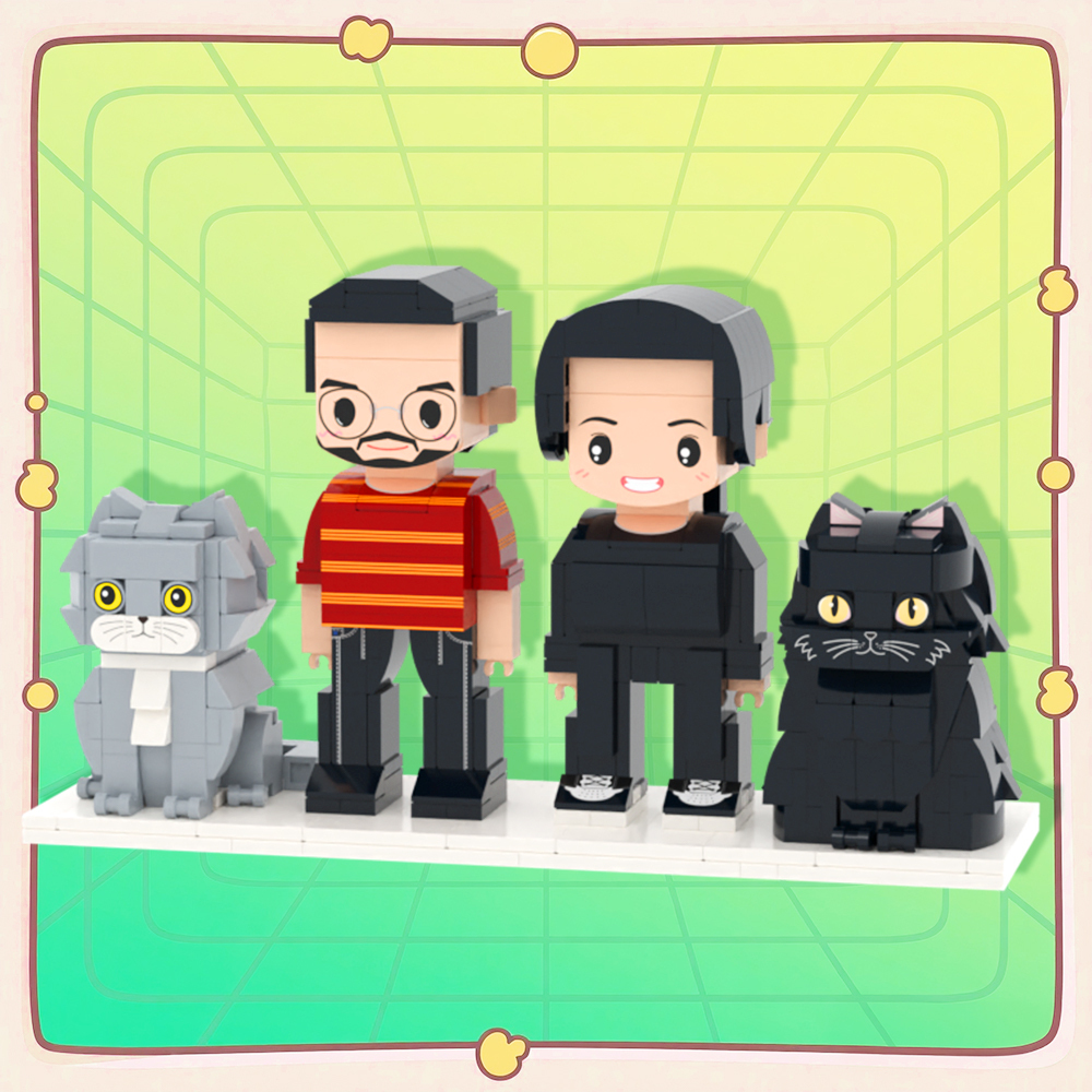 Personalized 1 People Fully Body People With Dog and Cat Pets Family Gifts