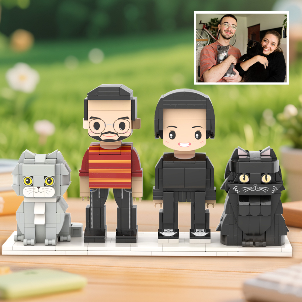 Personalized 1 People Fully Body People With Dog and Cat Pets Family Gifts