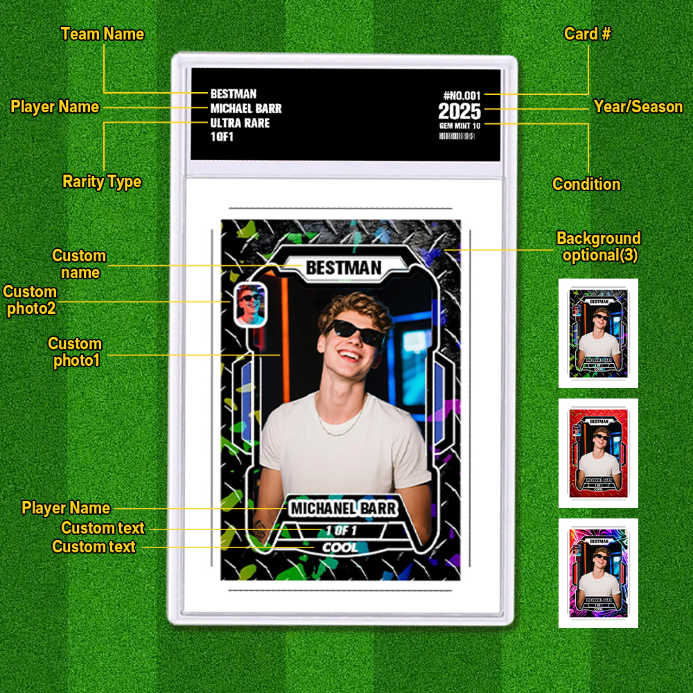 Custom Poke Card Portrait From Photo Personalized Family Card with Custom Text & Photo Special Gift for Dad Kids Couples or Friends - MyFaceTshirt