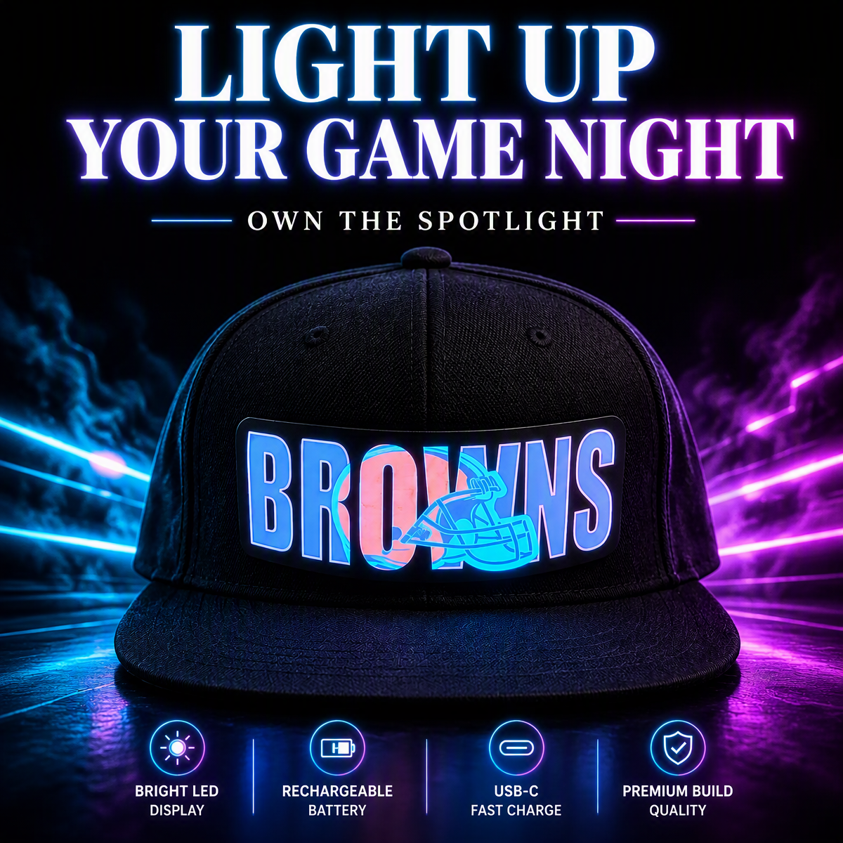 Football Fan LED Light-Up Snapback Cap - makephotopuzzleuk