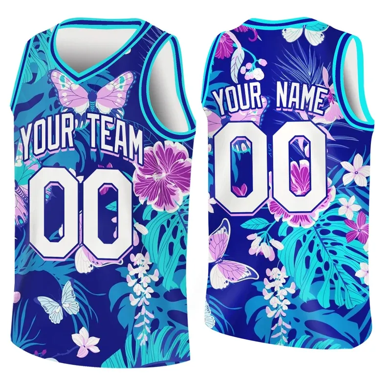 Custom Basketball Jersey with Name & Number Personalized Hawaii Floral Sports Tank Top - makephotopuzzleuk