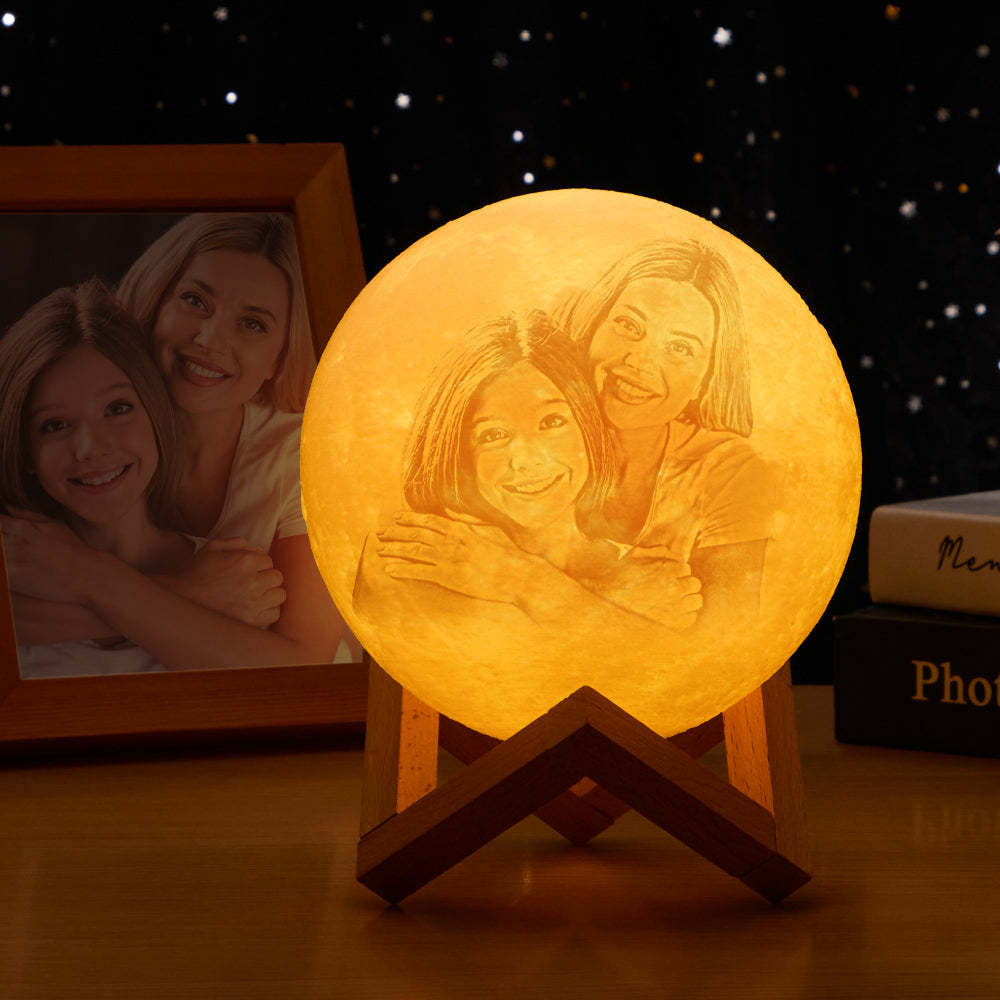 Custom Photo Moon Lamp Picture Light Mother and Baby Engraved - makephotopuzzleuk