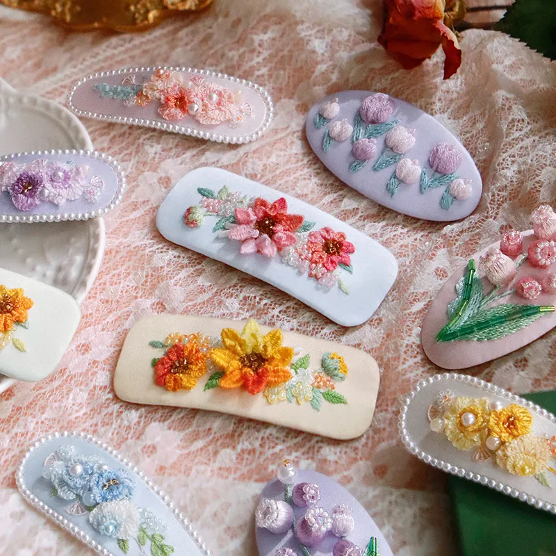 DIY Crochet & Embroidery Hair Clip Kit | Handmade Floral Barrette Craft Set, Easy Yarn & Stitch Gift for Women & Teens - makephotopuzzleuk