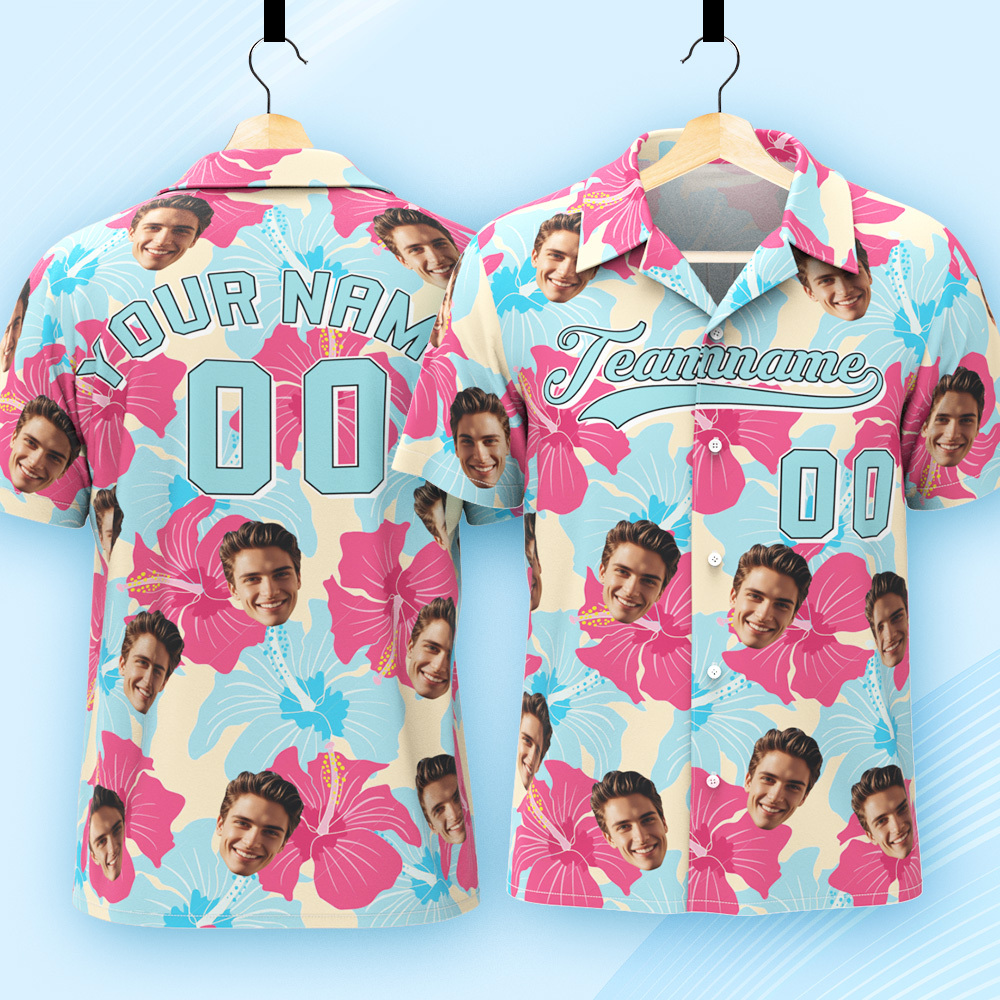 Custom Summer Tropics Hawaiian Shirt Personalized Name & Number Beach Shirt - makephotopuzzleuk