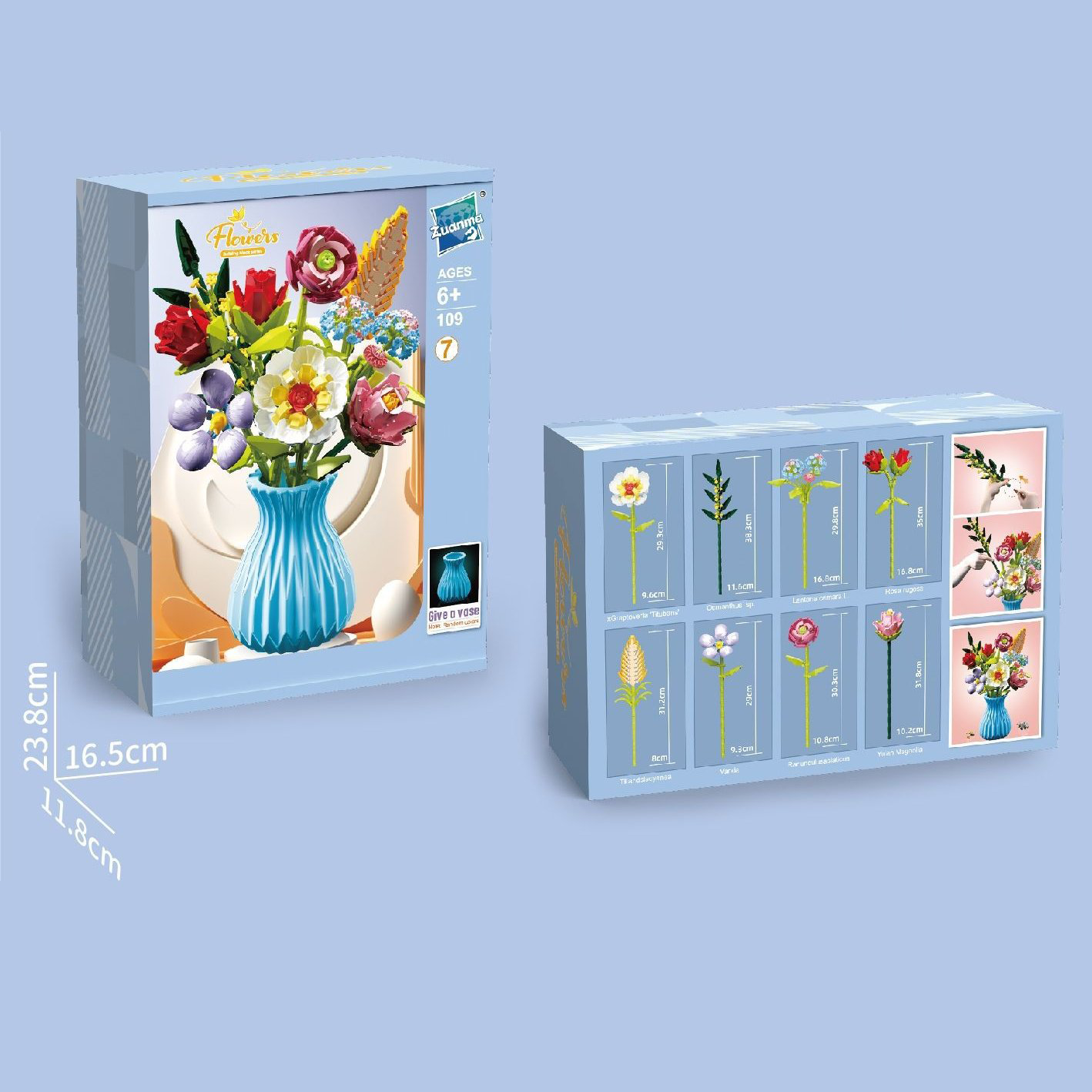 Christmas Flower Bouquet Building Blocks with Vase Eternal Bloom Gift Home Décor