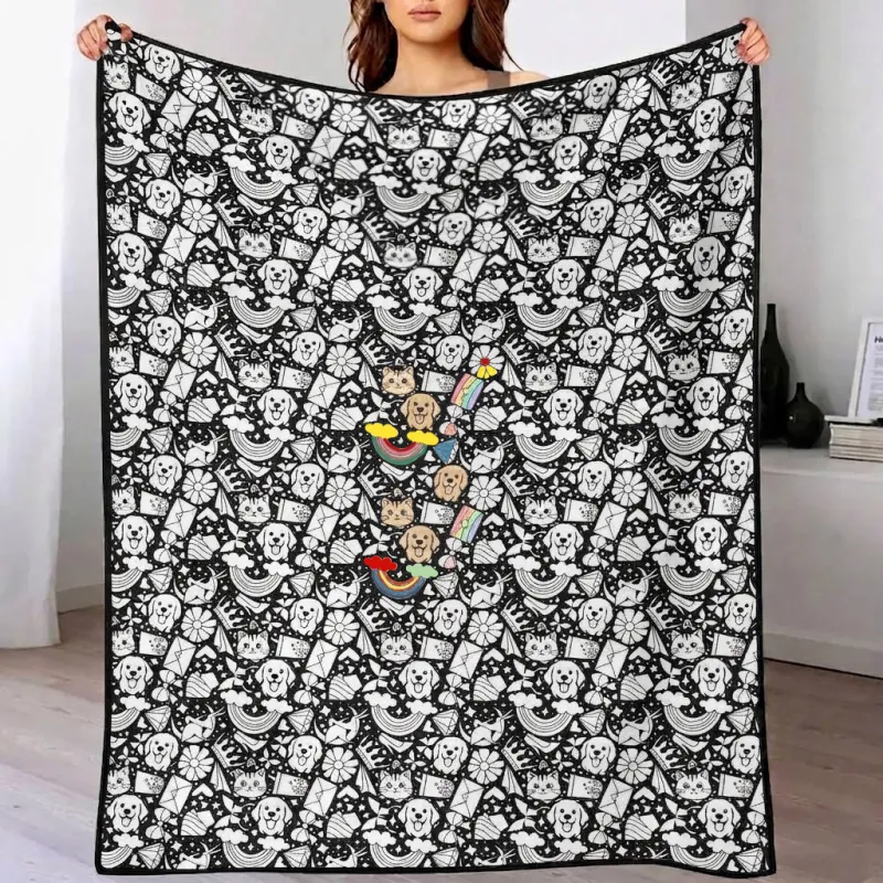 DIY Drawing Blanket (Optional 24-Color Marker Set) Create Your Art Blanket Washable Keepsake Blanket for Kids & Adults