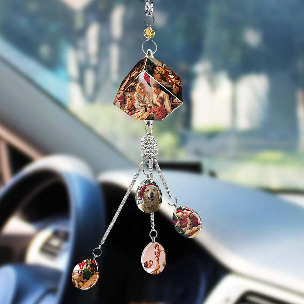 Personalized Photo Car Hanging Ornaments Rearview Mirror Pendant Accessories Gifts for Friends Family Drivers - makephotopuzzleuk