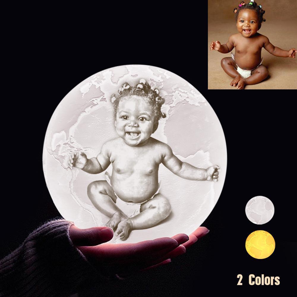 Custom 3D Printing Photo Earth Lamp With Your Text - For Baby - Touch Two Colors(10cm-15cm) - makephotopuzzleuk