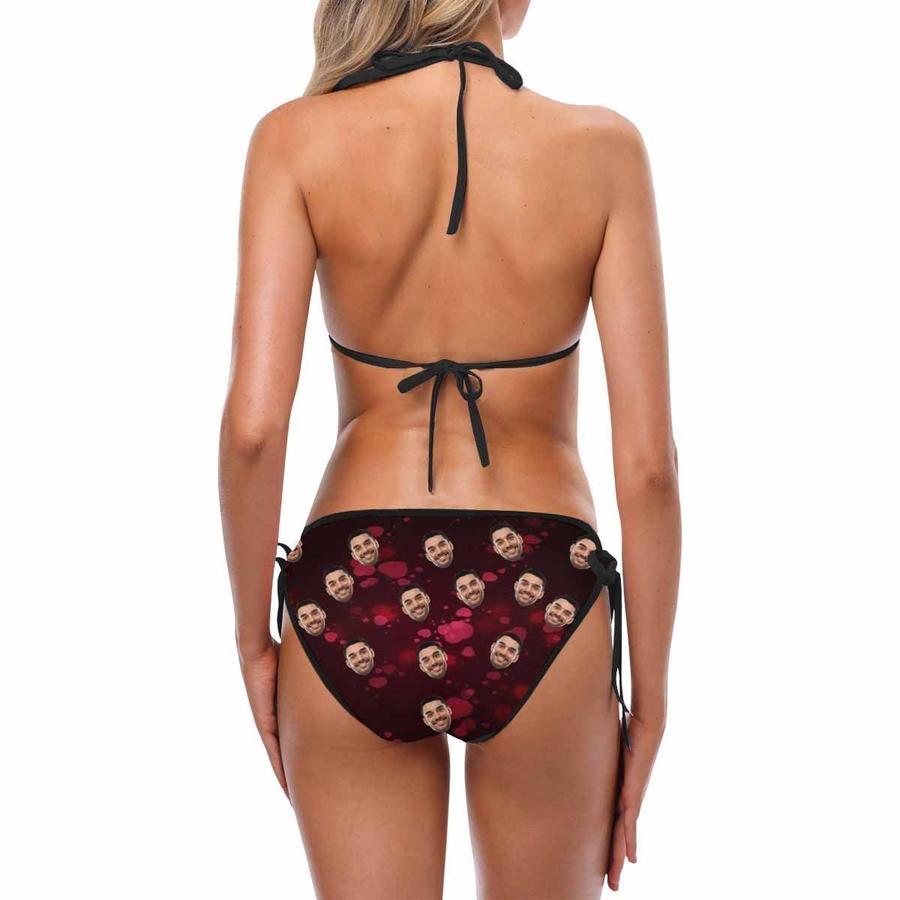 Face Printed on Bikini Bespoke Red Heart Sexy Bikini Suit