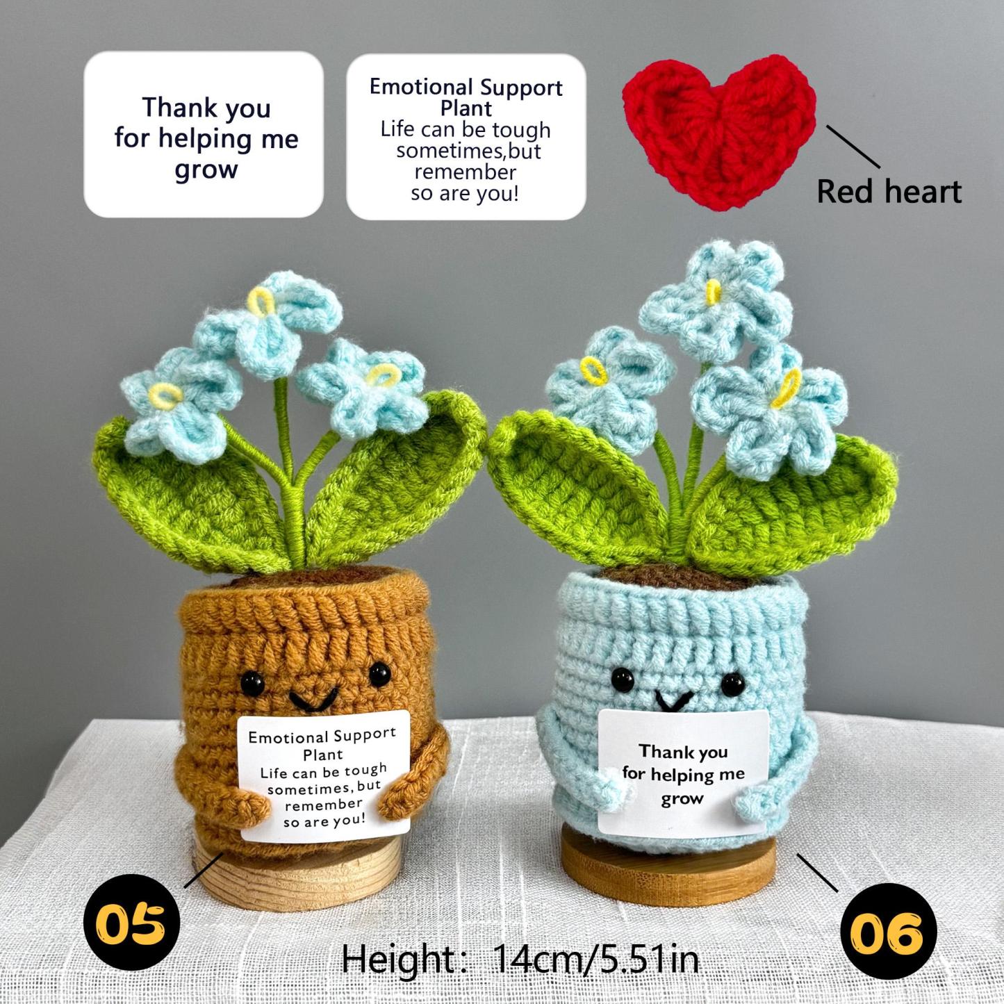 Handmade Crochet Forget me not Flowers with Hugging Heart,Emotional Support Potted Plant,Supportive Gift Flower,Mother's Day gift - makephotopuzzleuk