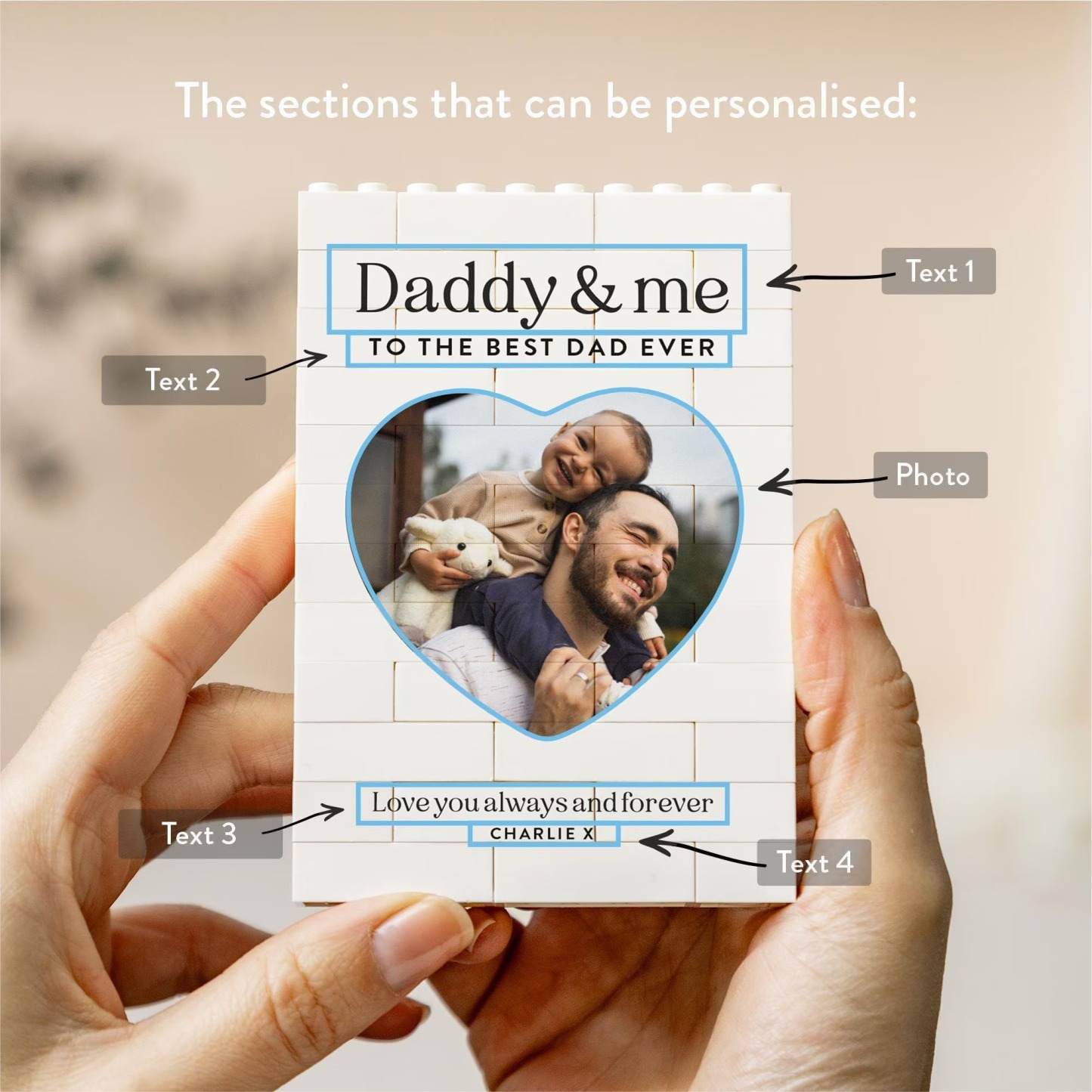 Daddy And Me Gift, Personalised Dad Photo Keepsake, Fathers Day Present From Kids, Best Dad Ever Birthday Gift, New Dad Photo Block - makephotopuzzleuk